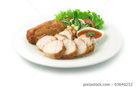Smoke Chicken Ham Served Sweet Chili Sauce Smoke Chicken Ham Served Sweet Chili Sauce 63648252