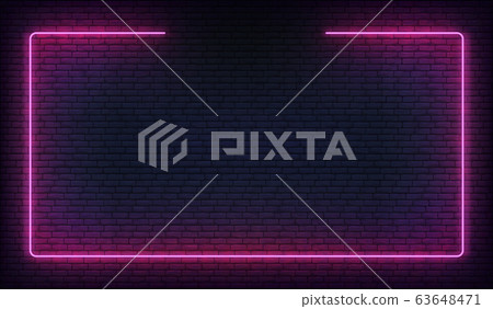Neon frame border. Purple neon glowing background Neon frame border. Purple neon glowing background 63648471