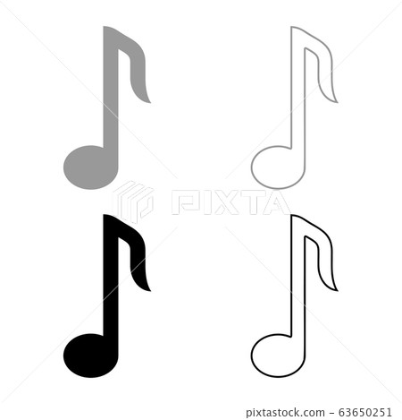 Eighth note icon outline set black grey color -插圖素材 [63650251] - PIXTA圖庫