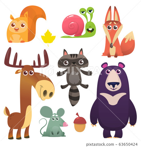 Cartoon forest animal characters set Cartoon forest animal characters set 63650424