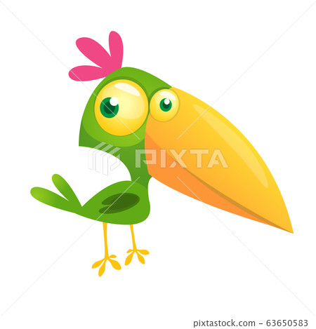 Funny green bird cartoon Funny green bird cartoon 63650583