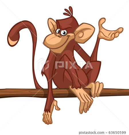 Cartoon monkey. Vector happy chimpanzee Illustration Cartoon monkey. Vector happy chimpanzee Illustration 63650599