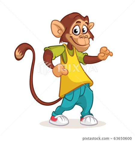 Cartoon monkey. Vector happy chimpanzee Illustration Cartoon monkey. Vector happy chimpanzee Illustration 63650600