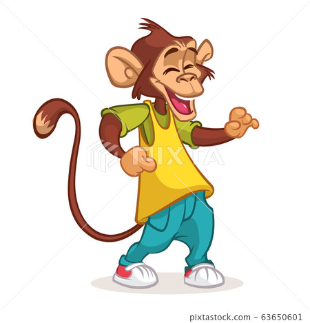 Cartoon monkey. Vector happy chimpanzee Illustration Cartoon monkey. Vector happy chimpanzee Illustration 63650601