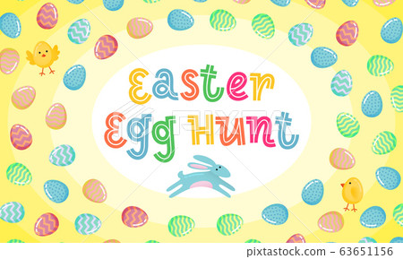 Easter egg hunt vector poster with jumping Easter Easter egg hunt vector poster with jumping Easter 63651156