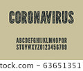 coronavirus font. vector quarantine alphabet. medical letters and numbers 63651351