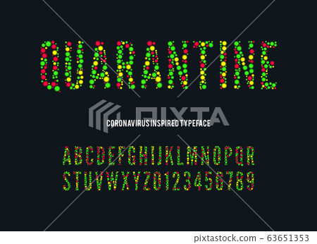 coronavirus font. vector quarantine alphabet. medical letters and numbers 63651353