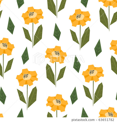 Bright pattern with cute simple yellow sunflowers 63651782