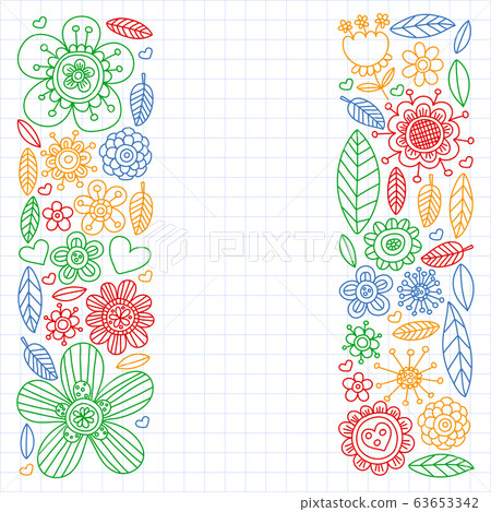 Doodle flowers vector pattern for coloring book and pages Doodle flowers vector pattern for coloring book and pages 63653342