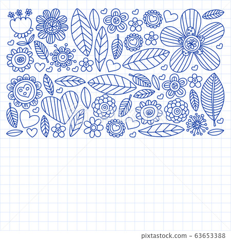 Doodle flowers vector pattern for coloring book and pages 63653388