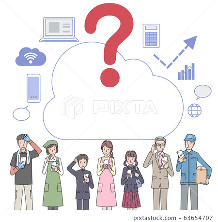 People of various occupations using smartphones 63654707