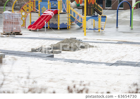 Children's playground being installed in the life sports park Children's playground being installed in the life sports park 63654730