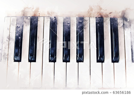 Abstract Colorful Piano Keyboard On Watercolor Stock Illustration 63656186 Pixta