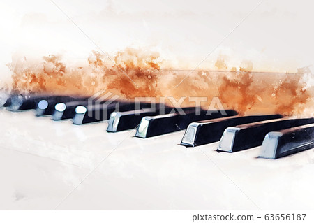 Abstract Colorful Piano Keyboard On Watercolor Stock Illustration 63656187 Pixta