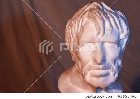 Male ancient gypsum portrait bust dark contrast Male ancient gypsum portrait bust dark contrast 63656466