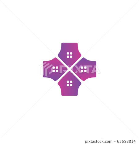 Home plus logo design vector Home plus logo design vector 63658814