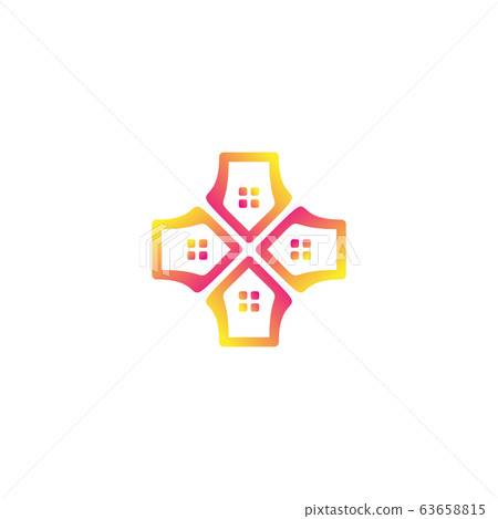Home plus logo design vector Home plus logo design vector 63658815