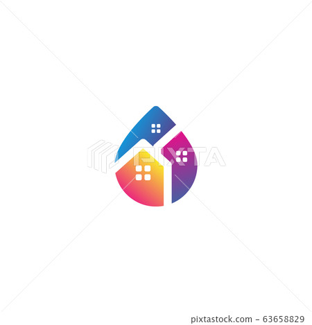 Home water logo design vector colorful Home water logo design vector colorful 63658829