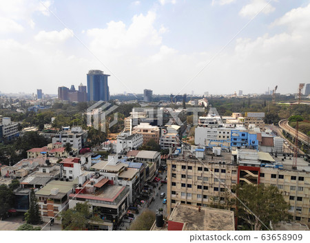 A view of downtown Bangalore, the IT hub of India on a bright cloudy day 63658909