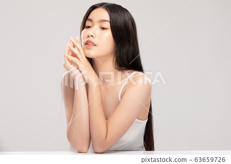 Beautiful Young Asian Woman smile feeling so happy and cheerful with healthy Clean and Fresh skin 63659726