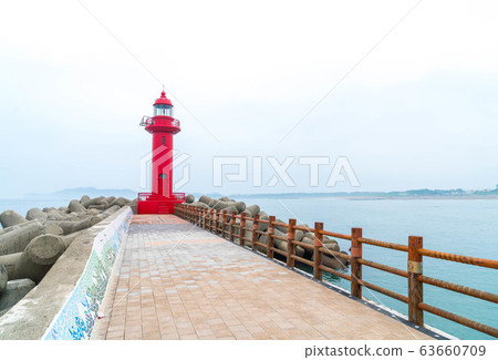 red lighthouse in Jeju Island red lighthouse in Jeju Island 63660709