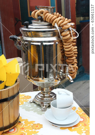 Samovar with bagels for tea drinking Samovar with bagels for tea drinking 63661137
