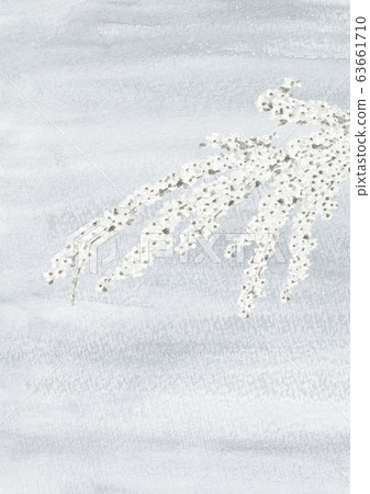 Snow willow and sky Ink painting style watercolor monotone 63661710