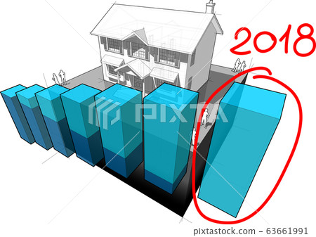 diagram of a classic colonial house with rising abstract business diagram and hand drawn note 2018 over last diagram bar diagram of a classic colonial house with rising abstract business diagram and hand drawn note 2018 over last diagram bar 63661991
