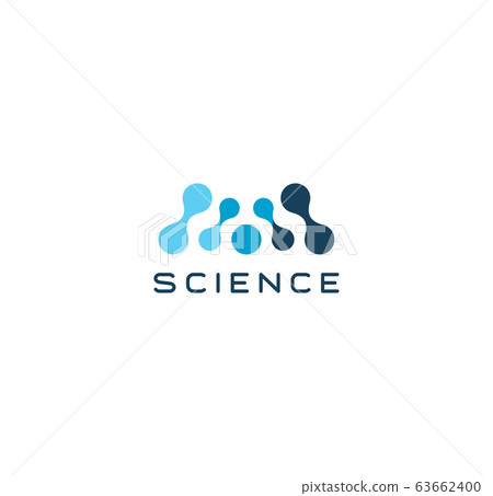Abstract science icon, blue letter M. Dotted... - Stock Illustration ...