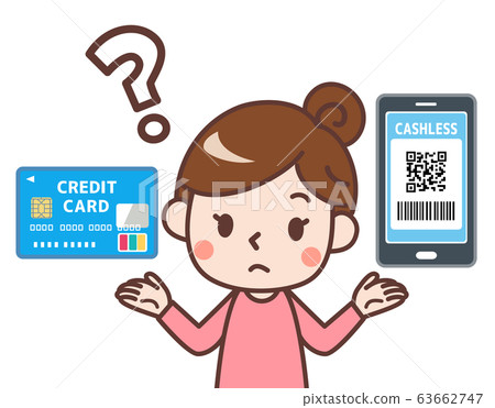 Cashless payment doubt female 63662747