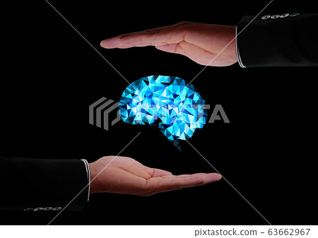 Abstract artificial intelligence floating in the palm of your hand 63662967