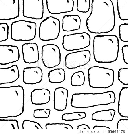 Stones handdrawn seamless black and white pattern. Vector illustration. 63663478