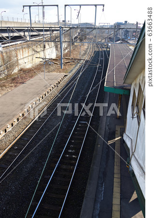 Shooting scenery of JR Wanishi Station in Muroran City, Hokkaido in early spring Shooting scenery of JR Wanishi Station in Muroran City, Hokkaido in early spring 63663488