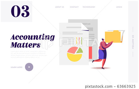 Audit Analysis Inspection Website Landing Page. Woman with Files Folder Analysing Accounting Data, Earnings Savings Audit Analysis Inspection Website Landing Page. Woman with Files Folder Analysing Accounting Data, Earnings Savings 63663925