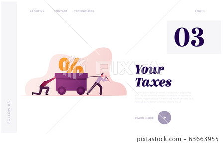 Tax Burden Payment Obligation Landing Page Template. Businesspeople Characters Drag Huge Trolley with Percent Sign Tax Burden Payment Obligation Landing Page Template. Businesspeople Characters Drag Huge Trolley with Percent Sign 63663955