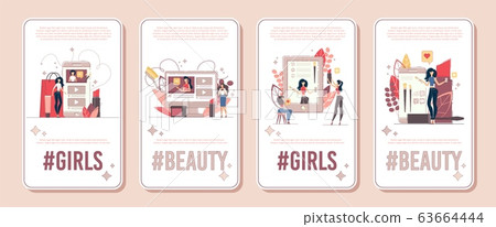 Beauty Channel Streamer Flat Vector Banners Set 63664444