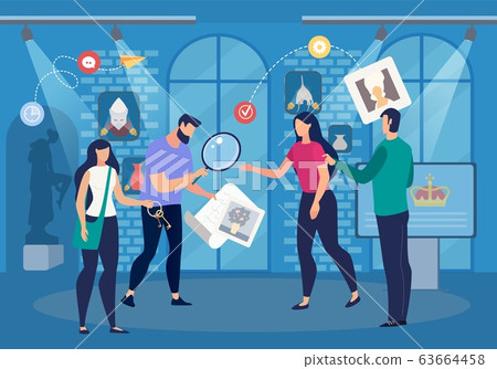 People Solving Mystery in Quest Room Vector 63664458