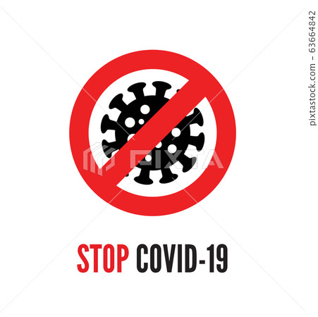 Coronavirus bacteria cell icon with red prohibit sign vector Coronavirus bacteria cell icon with red prohibit sign vector 63664842