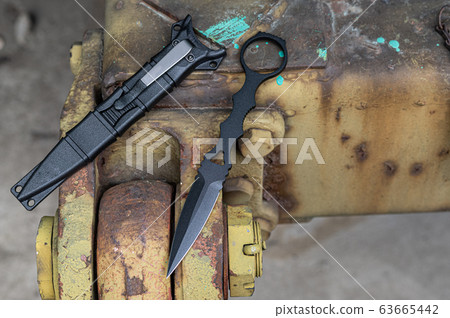 Bayonet knife with a ring on the handle. Bayonet knife with a ring on the handle. 63665442