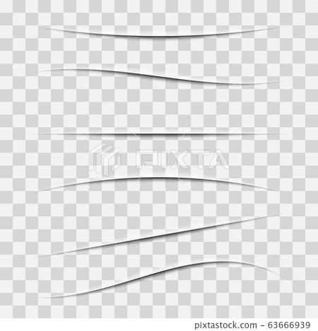 Paper sheet shadow effect. Vector transparent realistic shadows set for advertising banner templates.Vector shadow with multiply layer effect. 63666939