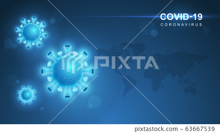 Coronavirus COVID-19. Coronavirus outbreak and coronaviruses influenza background. COVID-19 Virus. Virus attack on earth. Vector Illustration. 63667539