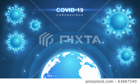 Coronavirus COVID-19. Coronavirus outbreak and coronaviruses influenza background. COVID-19 Virus. Virus attack on earth. Vector Illustration. 63667540