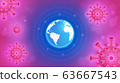 Coronavirus COVID-19. Coronavirus outbreak and coronaviruses influenza background. COVID-19 Virus. Virus attack on earth. Vector Illustration. 63667543
