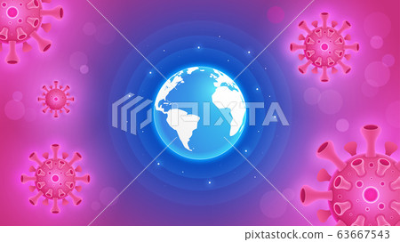 Coronavirus COVID-19. Coronavirus outbreak and coronaviruses influenza background. COVID-19 Virus. Virus attack on earth. Vector Illustration. 63667543