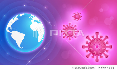 Coronavirus COVID-19. Coronavirus outbreak and coronaviruses influenza background. COVID-19 Virus. Virus attack on earth. Vector Illustration. 63667544