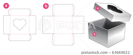 Box and heart shaped window lid die cut template - Stock Illustration ...