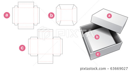 Box with chamfered insert die cut template Box with chamfered insert die cut template 63669027