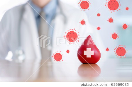 Doctor hands protracted a red blood for anti 63669085