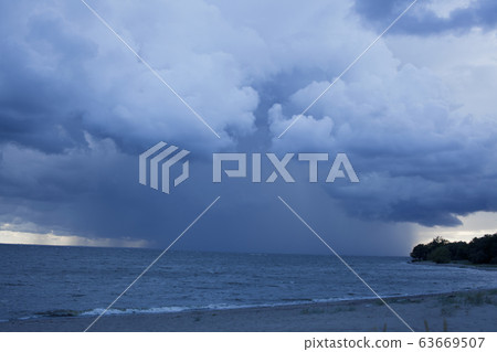 blue sky cloudy landscape, thunder on sea background blue sky cloudy landscape, thunder on sea background 63669507