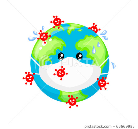 Globe character against the Corona virus. Globe character against the Corona virus. 63669983